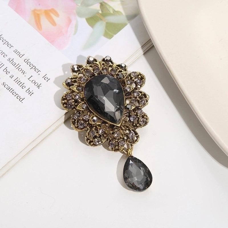 Fashion Pin Water Droplets Alloy Inlay Artificial Gemstones Women’S Brooches