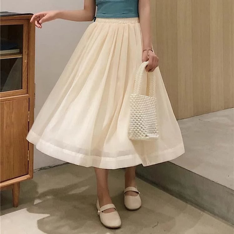 High Waist Elastic Tulle Skirt