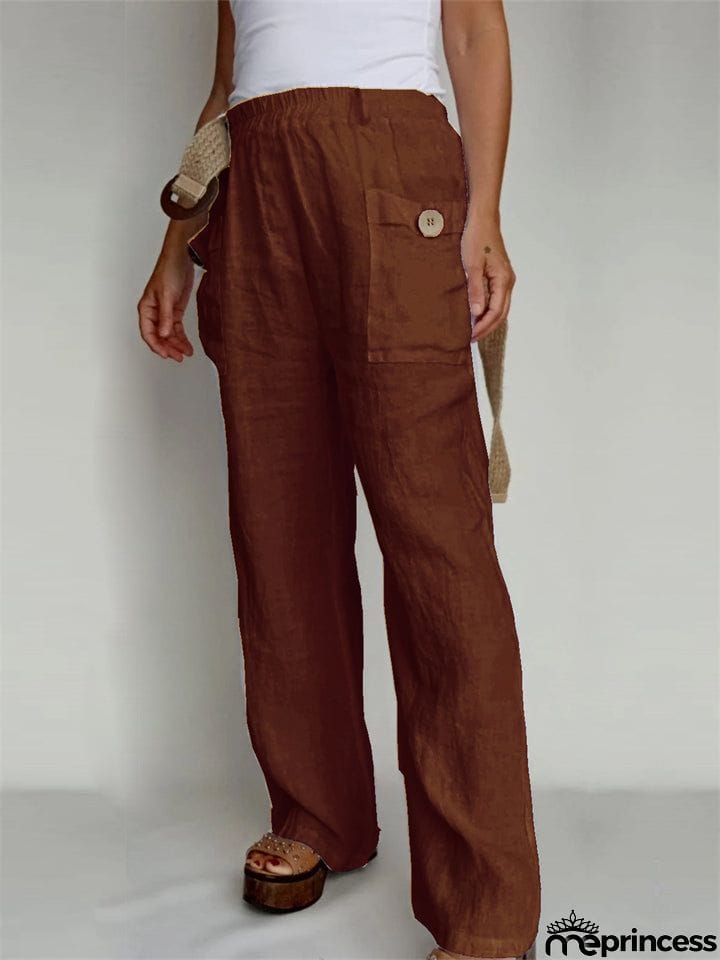 Ladies Summer Pure Color Daily Wear Comfy Trousers