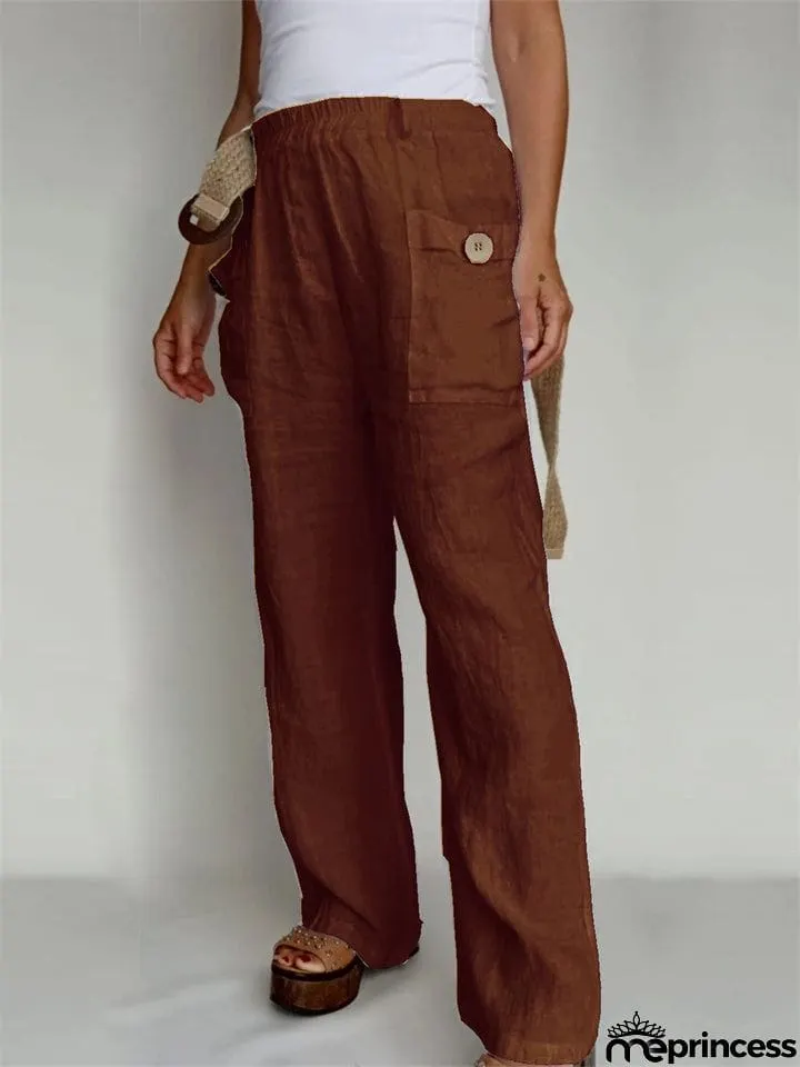 Ladies Summer Pure Color Daily Wear Comfy Trousers
