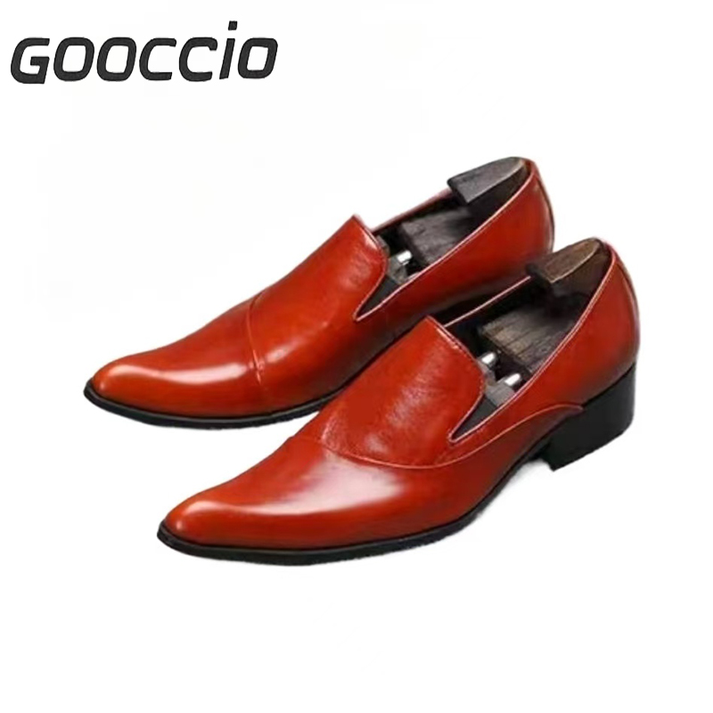 JAS181  Cowhide Pointed-Toe Fashion Dress Shoes/Loafers For Men GOOCCIO   