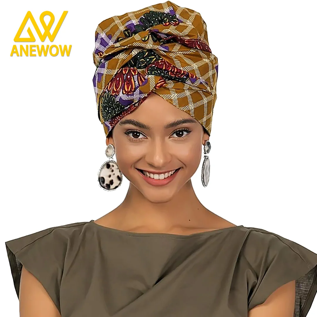 African Print Head Wrap With Satin-Lined -AW1108