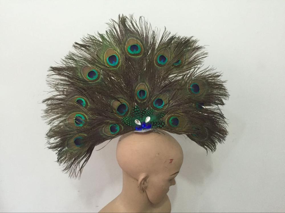 VCshoes Carnival Feather Headwear For Girls Party Dancing Performance Female Clothes Bow Hair Headdress Dance Feather Headpiece Costume