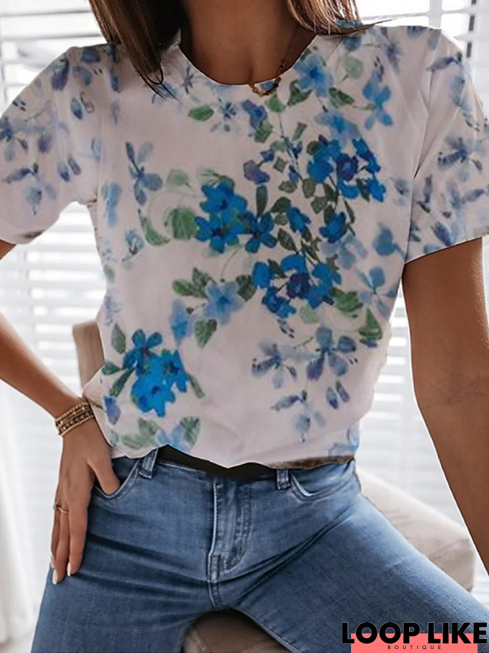 Printed Resort Crew Neck Short Sleeve T-shirt