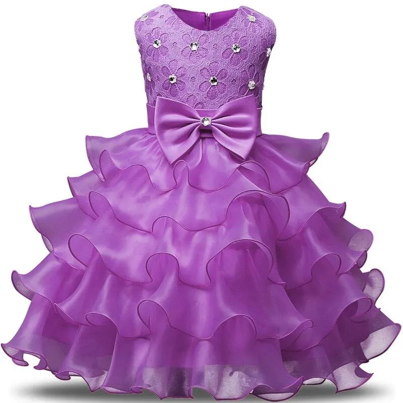 Girls Princess Flowers Ball Gown Princess Dress Kids Clothes Girls Cake Formal Dresses For Weddings Tutu Dress Party Evening