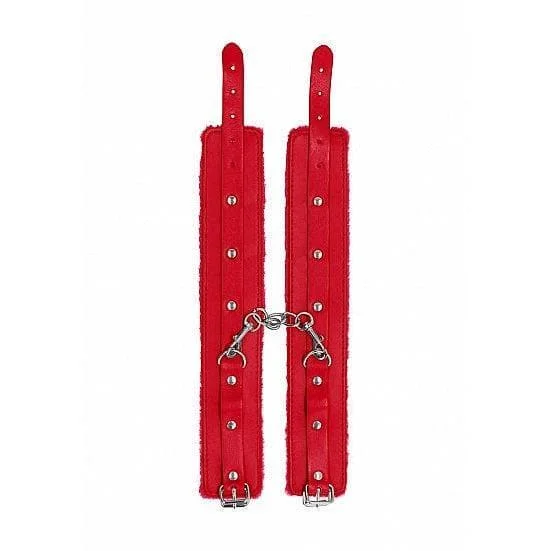 pornhint Pornhint Ouch! Plush Leather Ankle Cuffs - Red