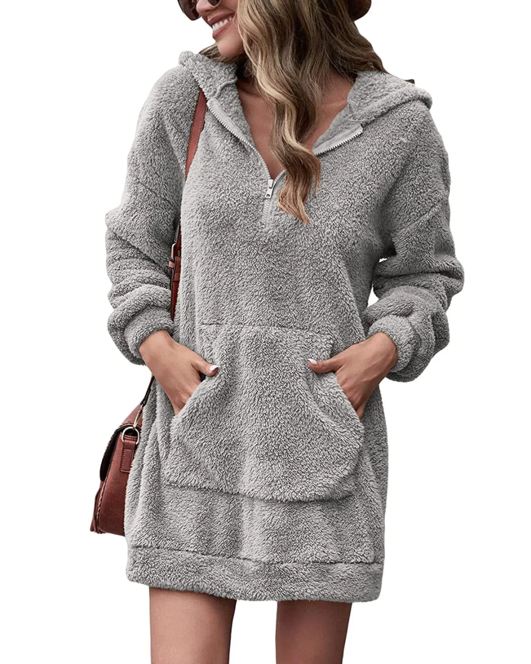 Women's Plush Hooded Sweatshirt Dress