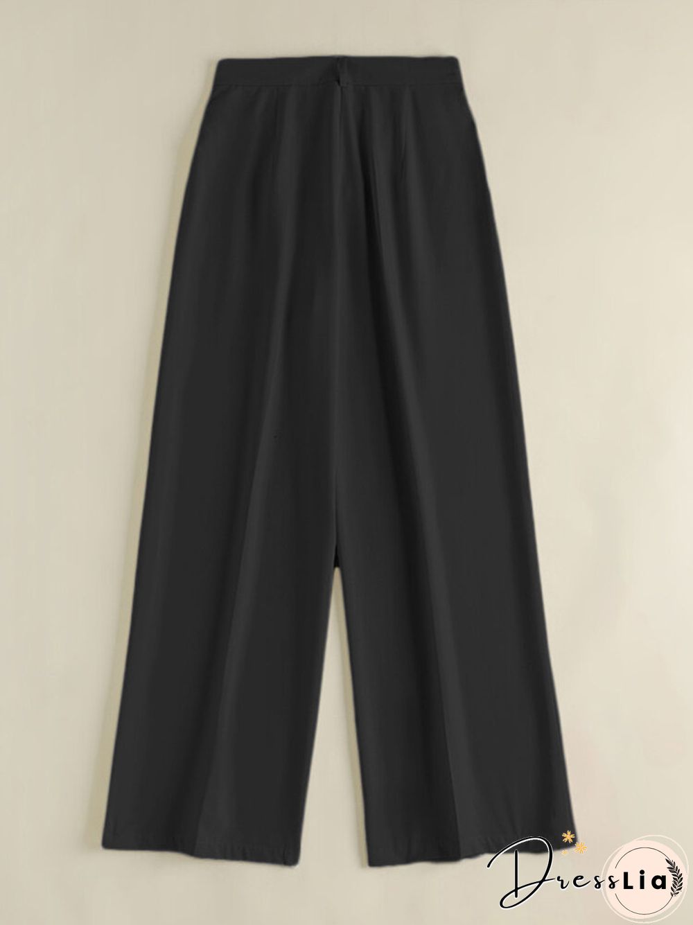 Casual Solid Pocket Wide Leg Pants For Women