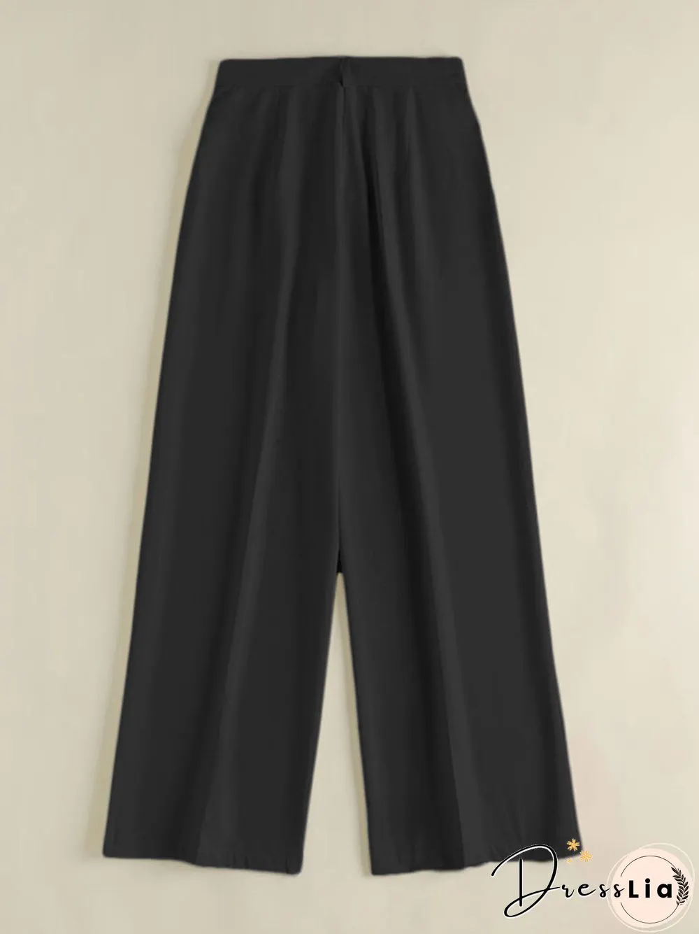 Casual Solid Pocket Wide Leg Pants For Women