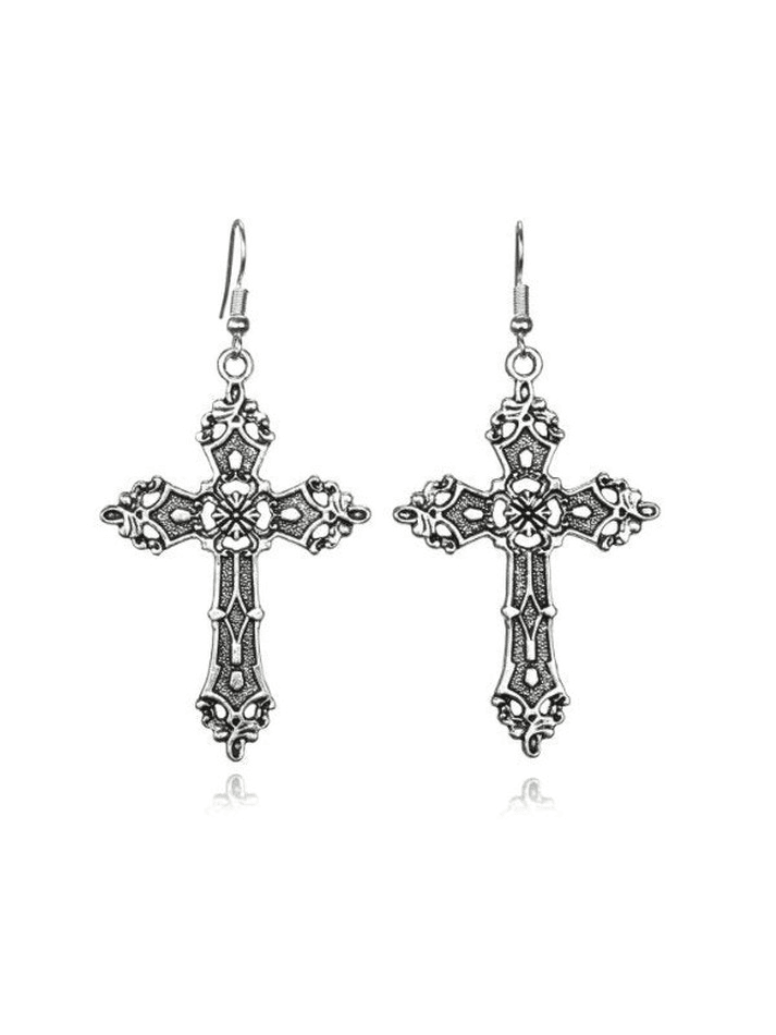 Brownm Vintage Cross Earrings