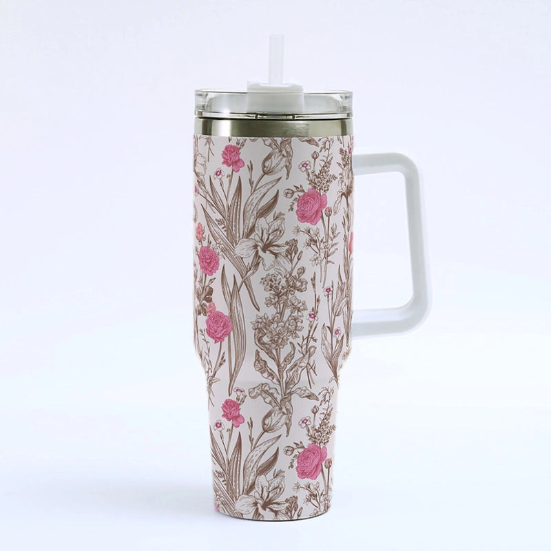 Casual Pastoral Flower 201 Stainless Steel 304 Stainless Steel Thermos Cup 1 Piece