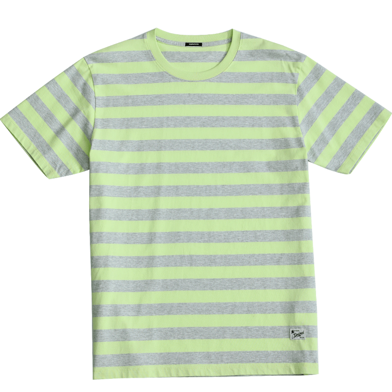 SIMWOOD 2021 Summer New Green Striped T-shirt Men Fashion 100% Cotton Plus Size Tops Matching Couple T-shirts  Tees SJ150119