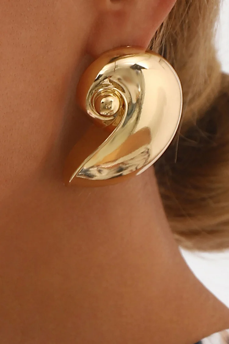 Alloy Glossy Oversize Conch Stud Earrings