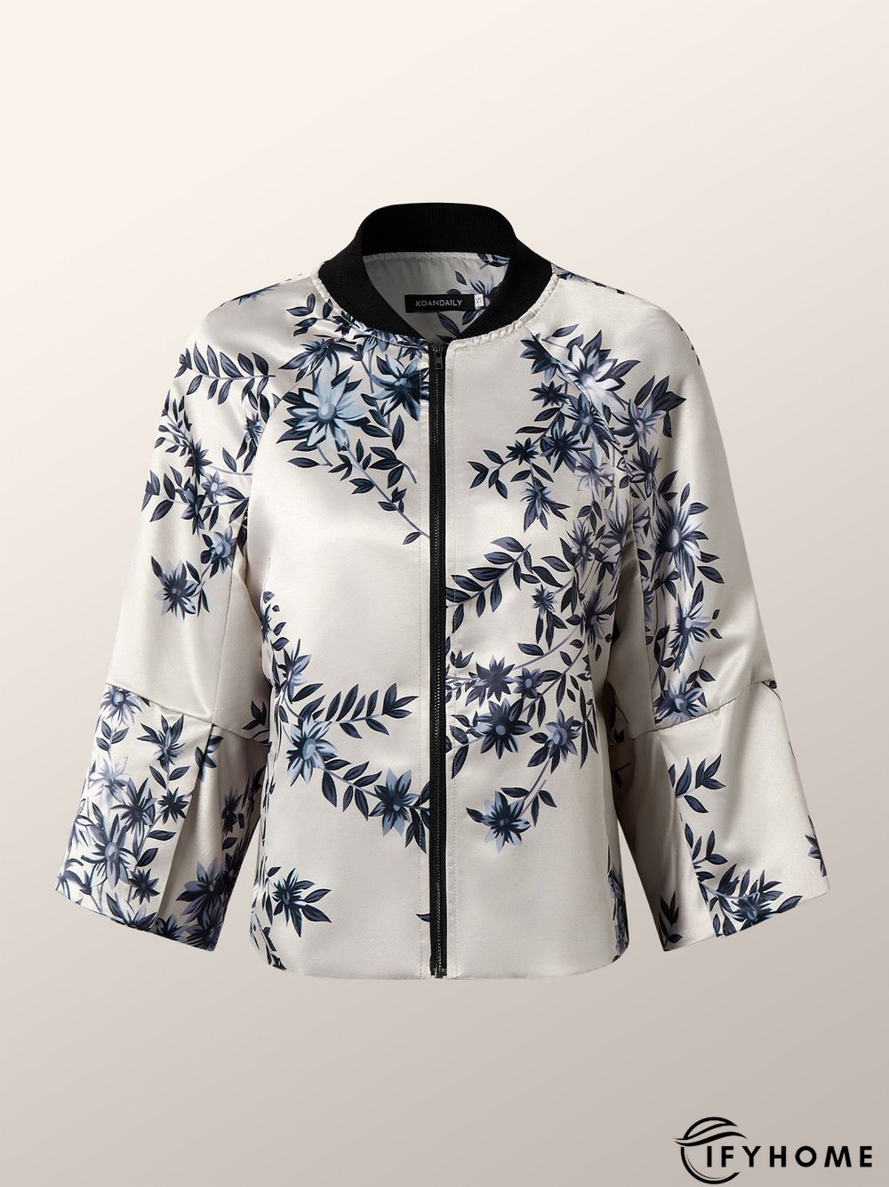 Loose Urban Floral Three Quarter Jacket | IFYHOME