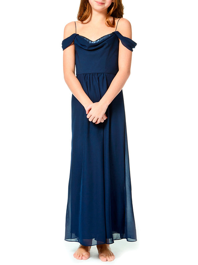 Oknass A-Line Spaghetti Strap Ankle Length Chiffon Junior Flower Girl Dress With Pleats