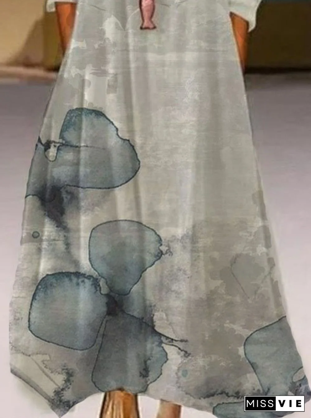 Vintage Floral Print Long Sleeve Maxi Dress