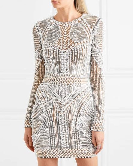White Pearl Mini Dress