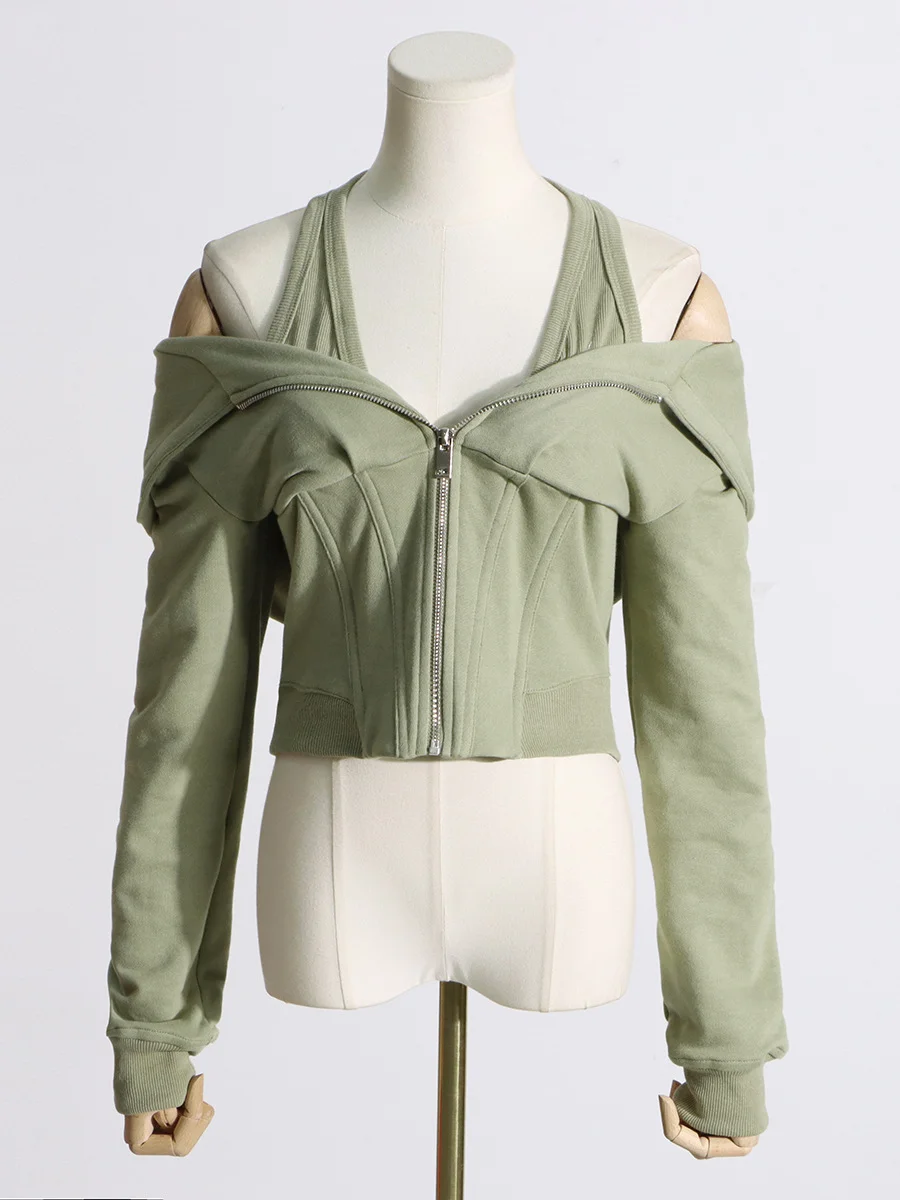 Toloer Toloer New Fashion Personality Women's Short Hoodie Design Sense Bundle Waist Show Thin Hoodie Hoodie Female Autumn Korean Version-Outfit Ideas