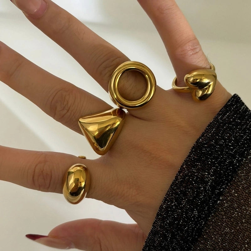 Minimalist Classic Style Solid Color 316L Stainless Steel  Plating Stainless Steel Rings