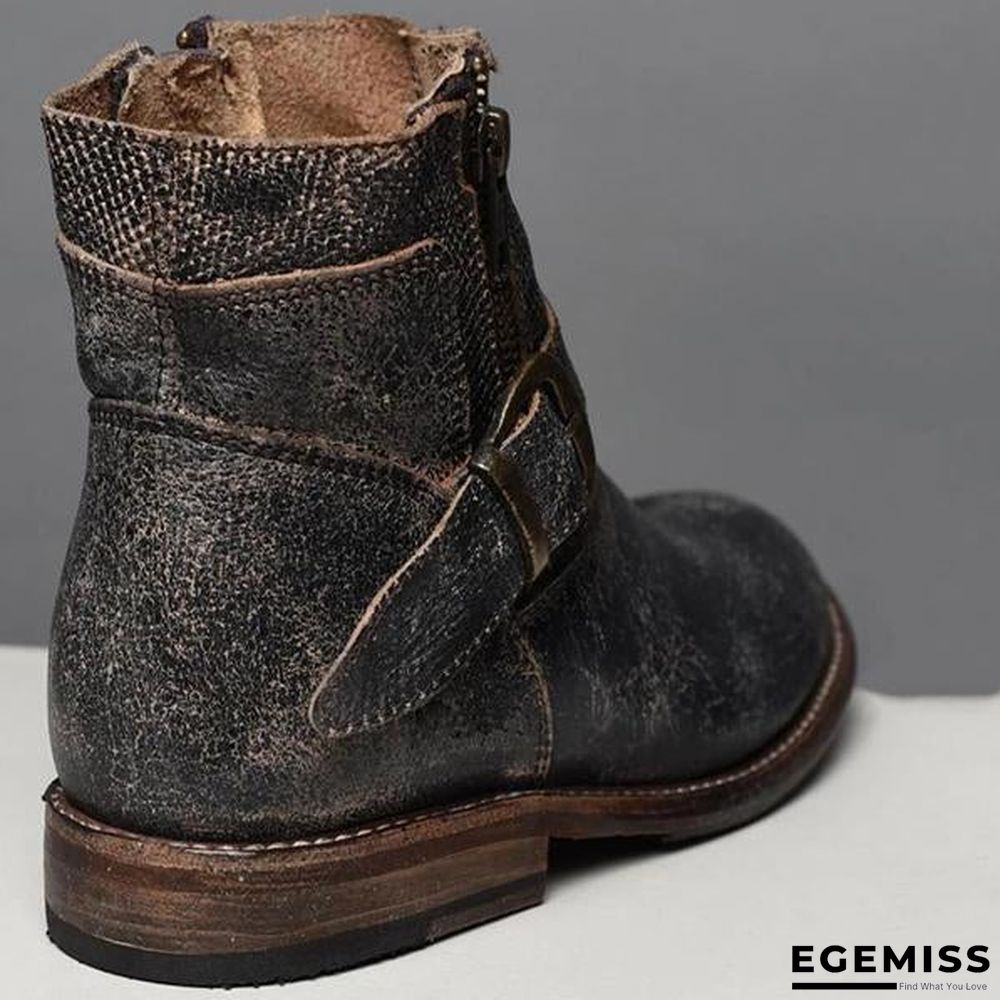Fashion Zipper Low Heel Martin Boots | EGEMISS