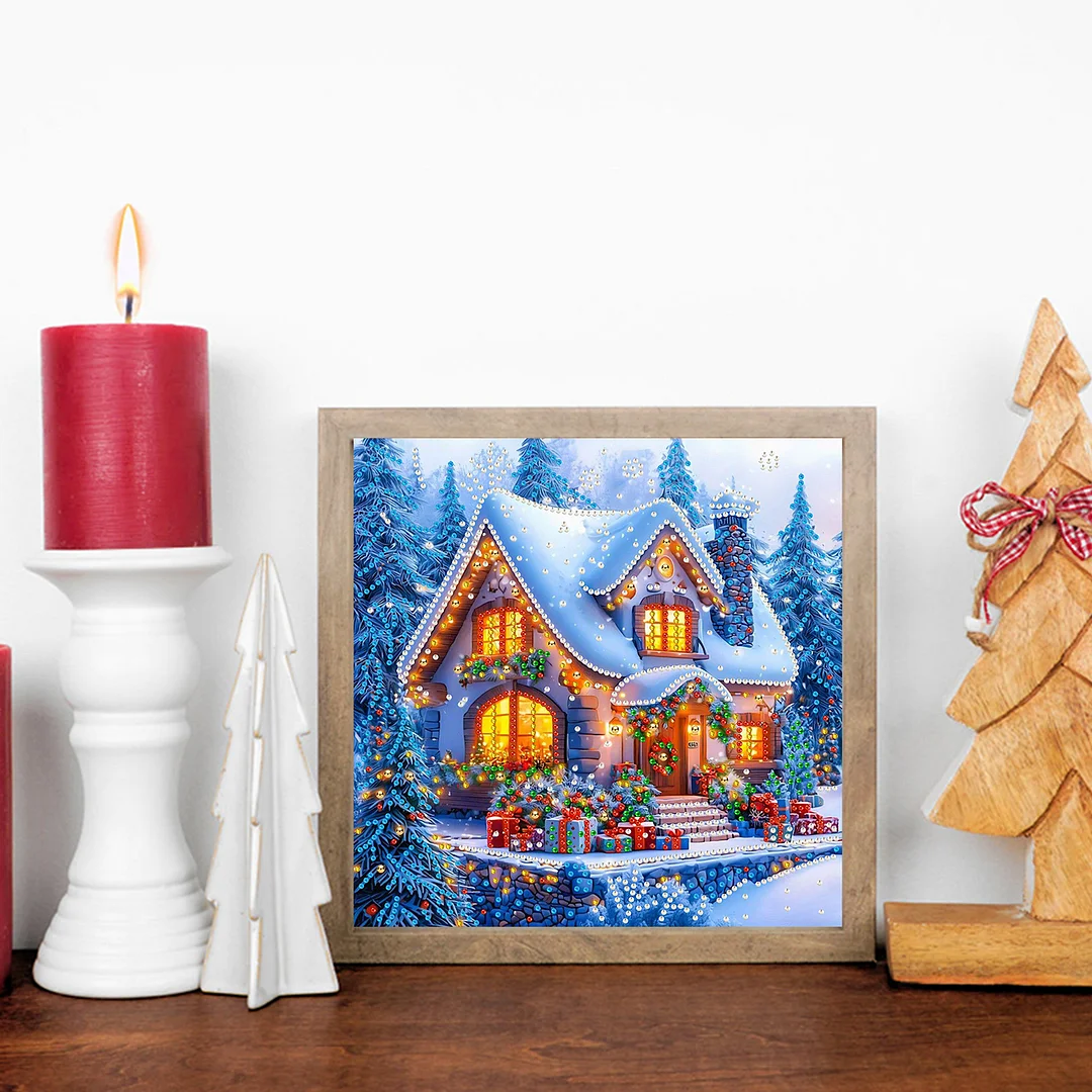 Christmas House - Diamond Painting - Partial Special Shaped Drill(Canvas|30*30cm)
