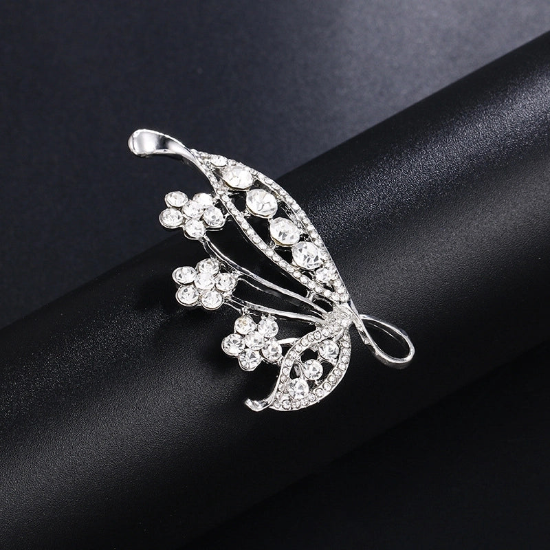 Elegant Pin Leaf Flower Butterfly Alloy Plating Inlay Rhinestones Pearl Women’S Brooches