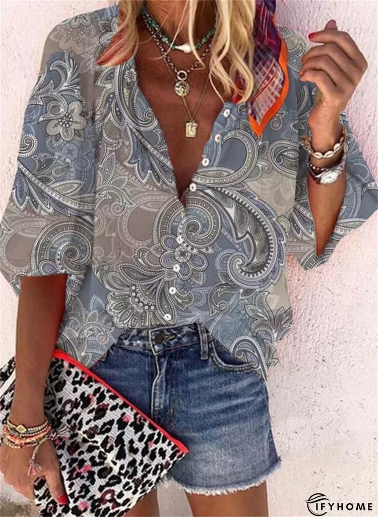 V Neck Butterfly Printed Top | IFYHOME