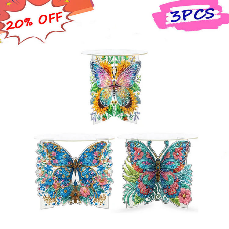 3pcs Acrylic Butterfly Round Flower Pot Riser Potted Plant Holder Rack for Home Decor gbfke