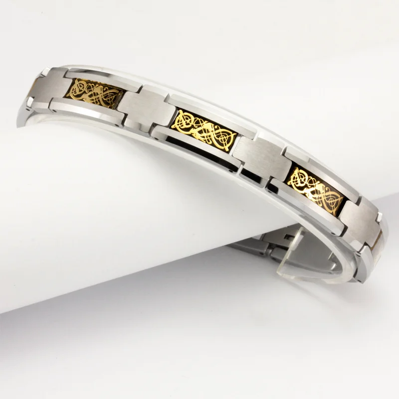 Women's Or Men's Unisex 220mm Celtic Dragon Knot Tungsten Carbide Hologram Bracelets with Fashion Link Chain Bangle Jewelry Gifts For Mens And Womens