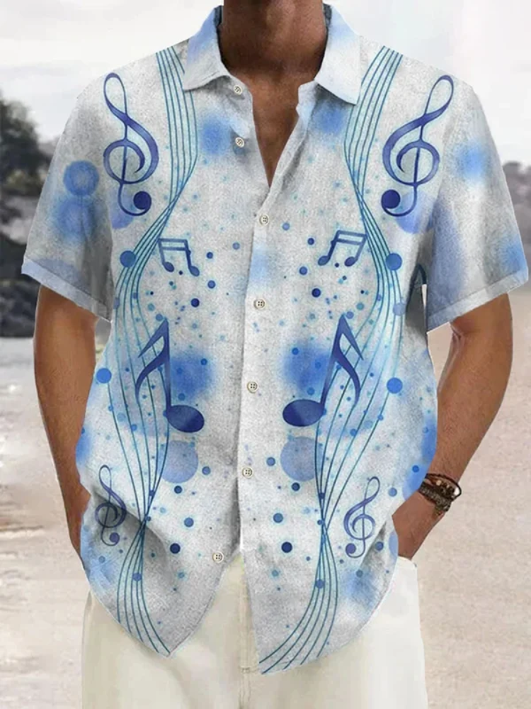BrosWear Fashionable Men's Musical Notes Printed Casual Shirt