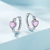 Heart Opal Inlaid Hoop Earrings 925 Sterling Silver