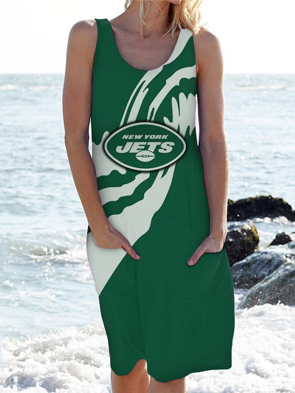 New York Jets
Women's Pockets Sleeveless Tank Dress