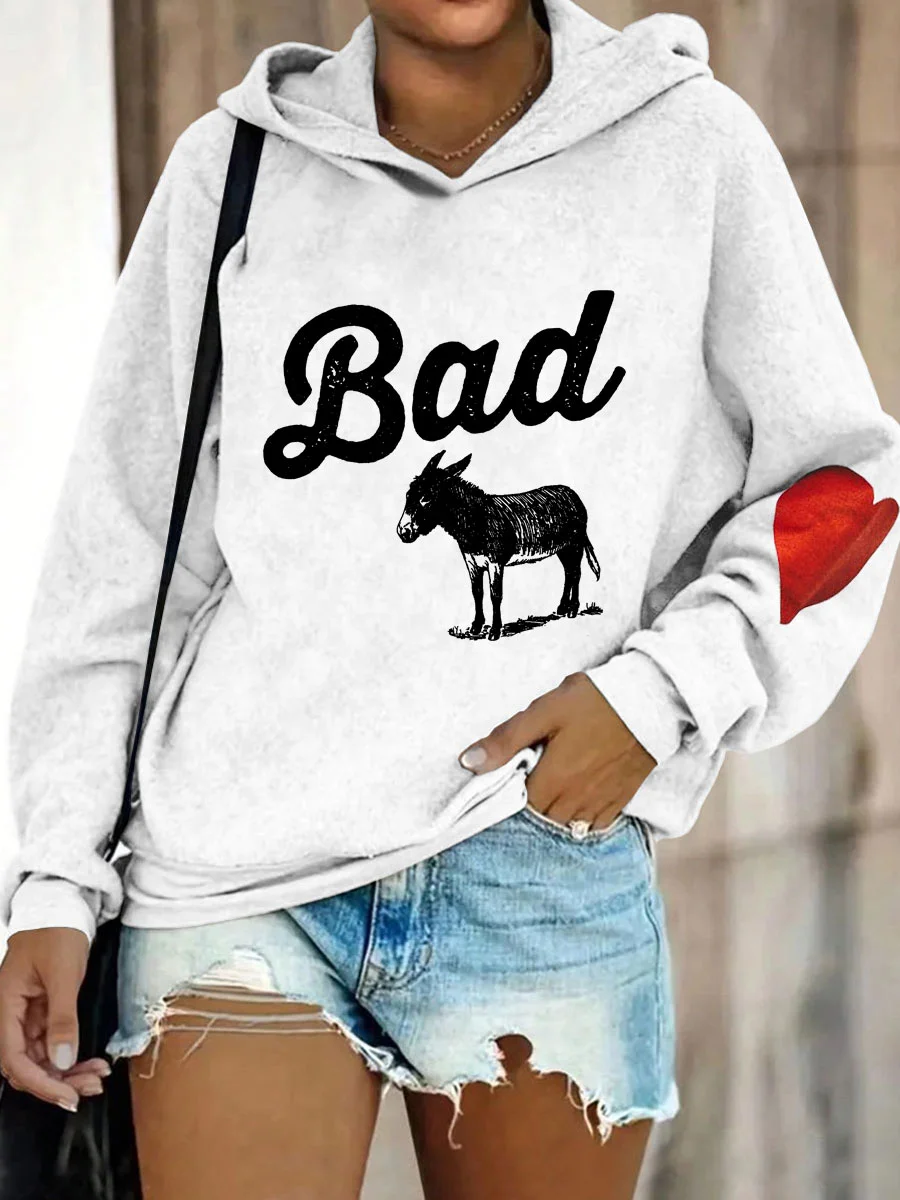 Funny Bad Ass Donkey Heart Hoodie