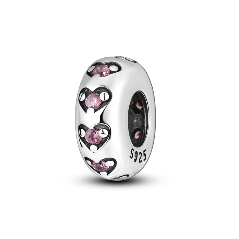 Sterling Silver Peach heart septal bead Pendant Charm Silver 925 Jewelry Original Bracelet Neckalce Fashion Jewelry Accessories
