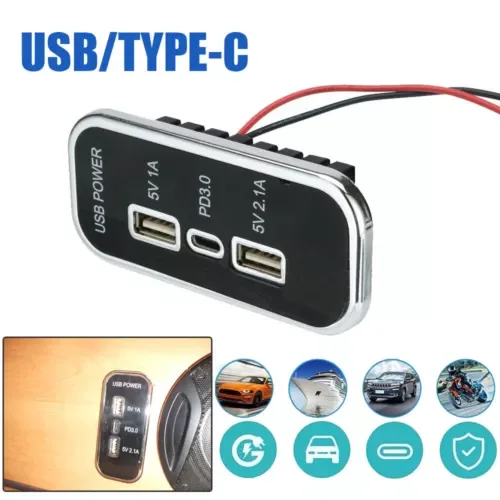 Dronehint 3 Ports USB Type-C PD 2.1A 1A Auto Car Charger Socket Power Adapter Tool Parts (For: Acura) Parts