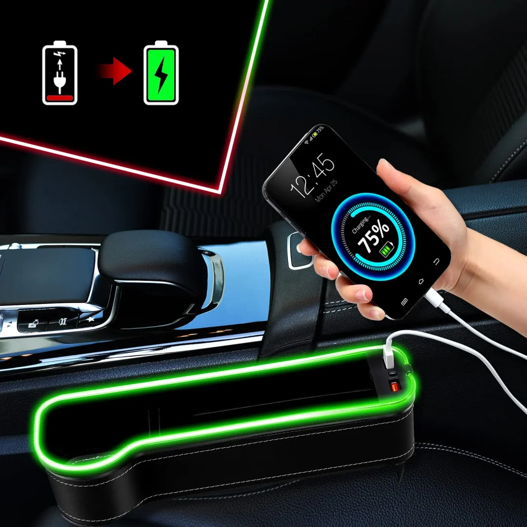 Car seat gap luminous storage box