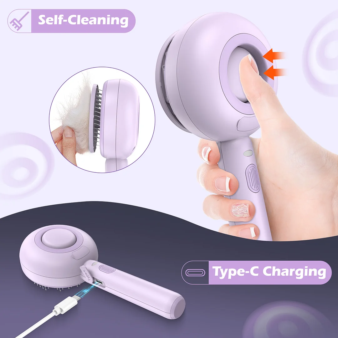  Cat Steam Brush, 3 in 1 Pet Steam Brush with Release Button and Water Tank,Steam Brush for Cats Dogs,Removes Static Flying Hair,Cat Steam Brush for Shedding,Pet Hair Removal Tool for Travel