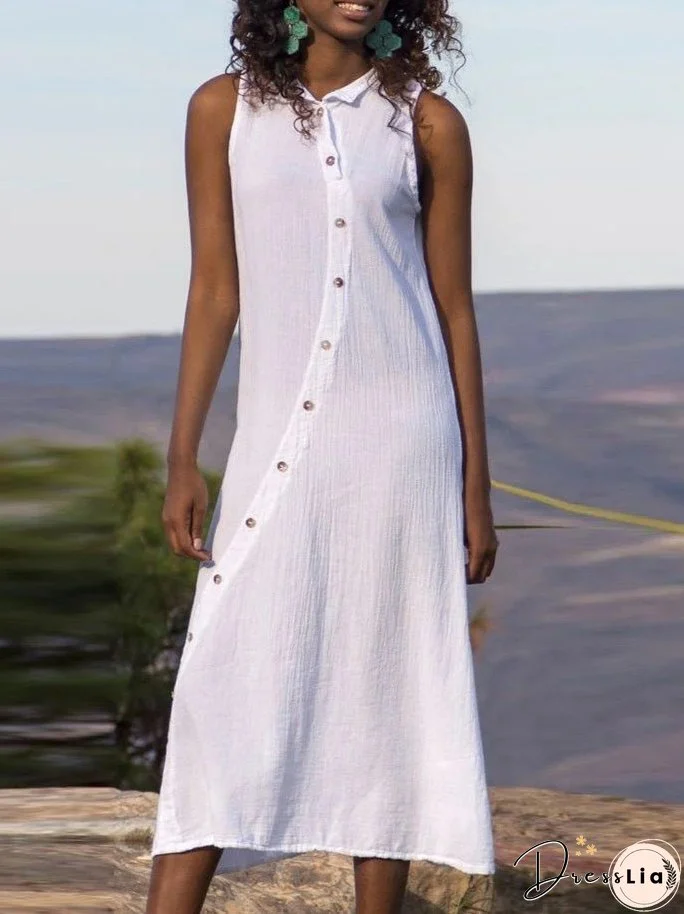 Dresses Casual Button Sleeveless Maxi Dress for Women