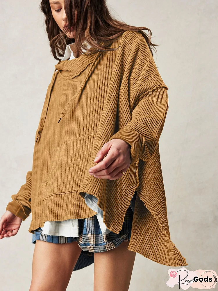 Hoodie Casual Shift Plain Sweatshirt