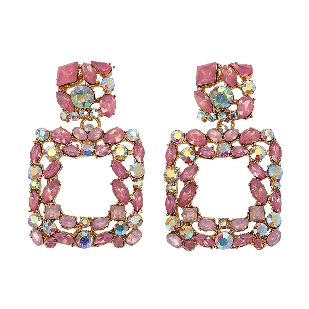 Dvacaman New Designs Crystal Square Drop Earrings for Women 2019 Fashion Rhinestone Statement Earrings Dangle Wedding Jewelry