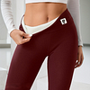 High-waisted Embroidered Logo Fleece Leggings Yoga Warm Pants by Inlyline