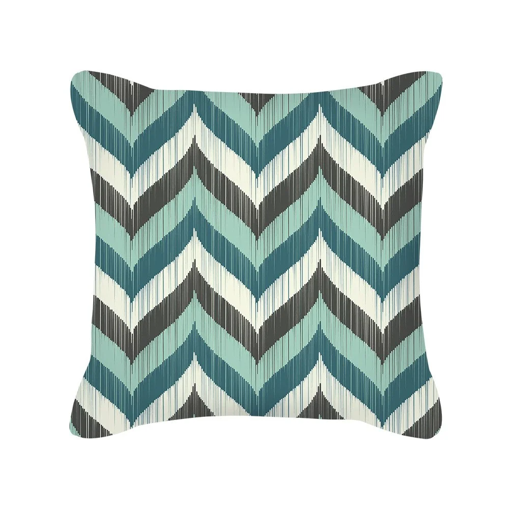 Teal Blue Cushion Cover Leaves Geometric Heart Pillow Cover Sofa Home Decor Throw Pillows Car Decorative Pillow Case Accessories