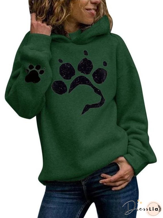 Cute Paw Printed Jumper Hoodie for Women