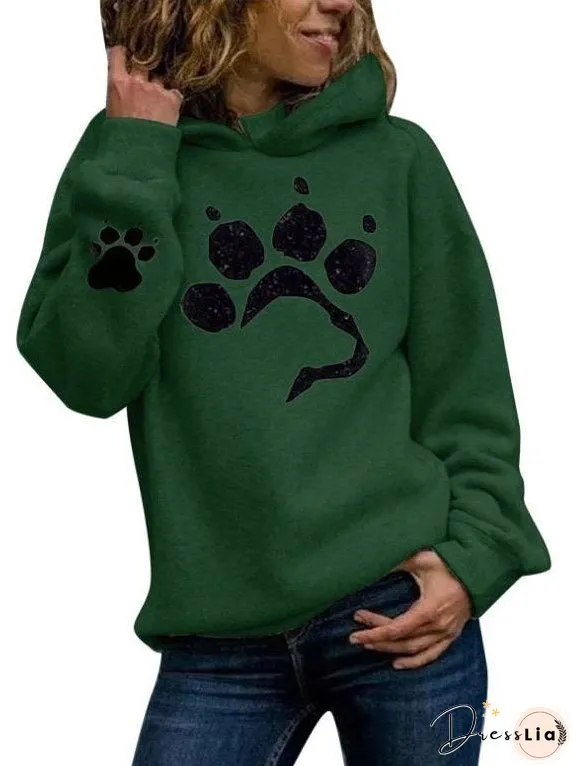 Cute Paw Printed Jumper Hoodie for Women