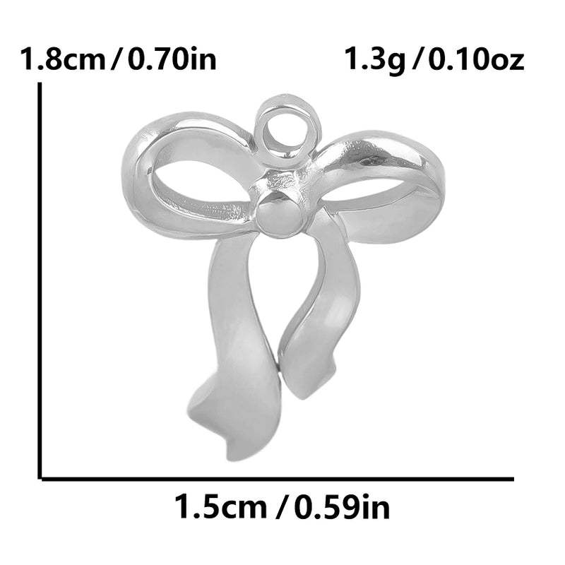 5 Pieces 28*20mm 28*42mm 33*29mm 304 Stainless Steel 18K Gold Plated Bow Knot Polished Pendant