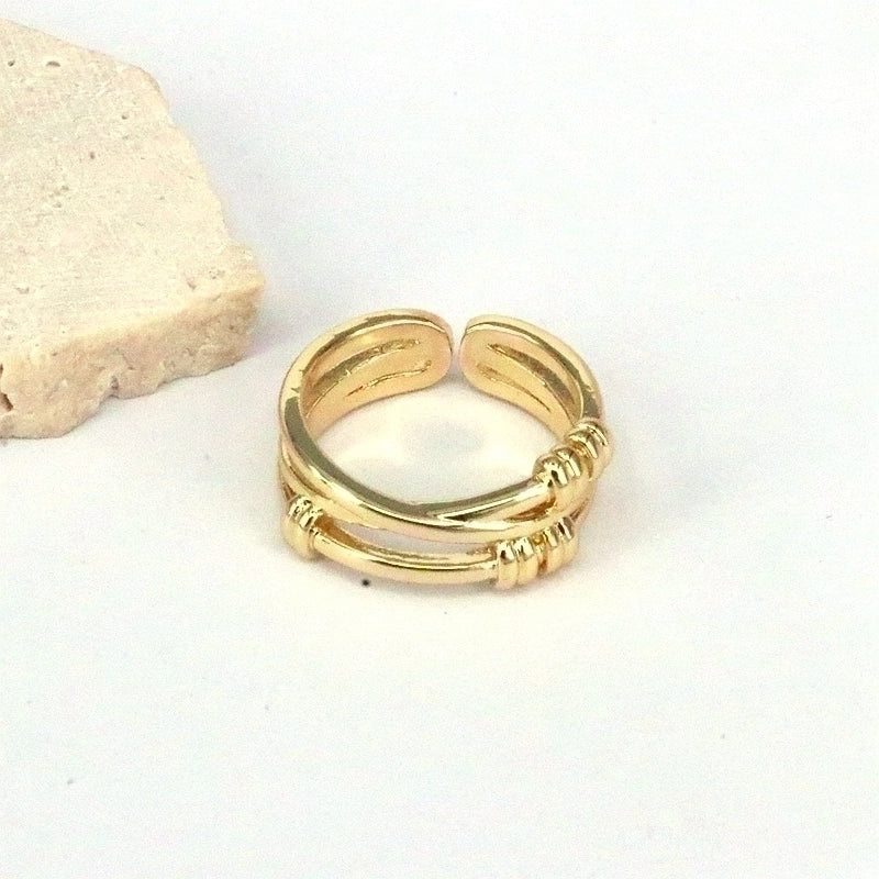 Vintage Style Round Solid Color Copper Gold Plated Open Rings In Bulk3