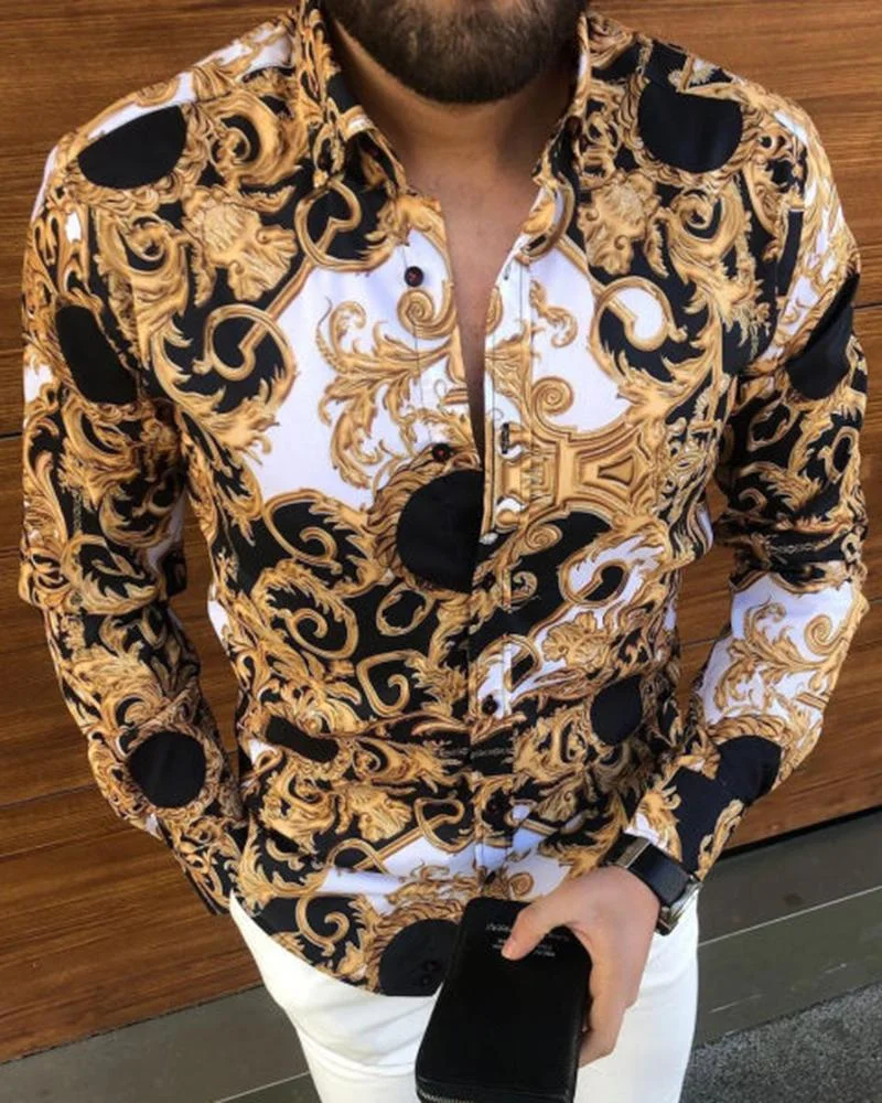 Casual Fashion Palace Print Long Sleeve Shirt