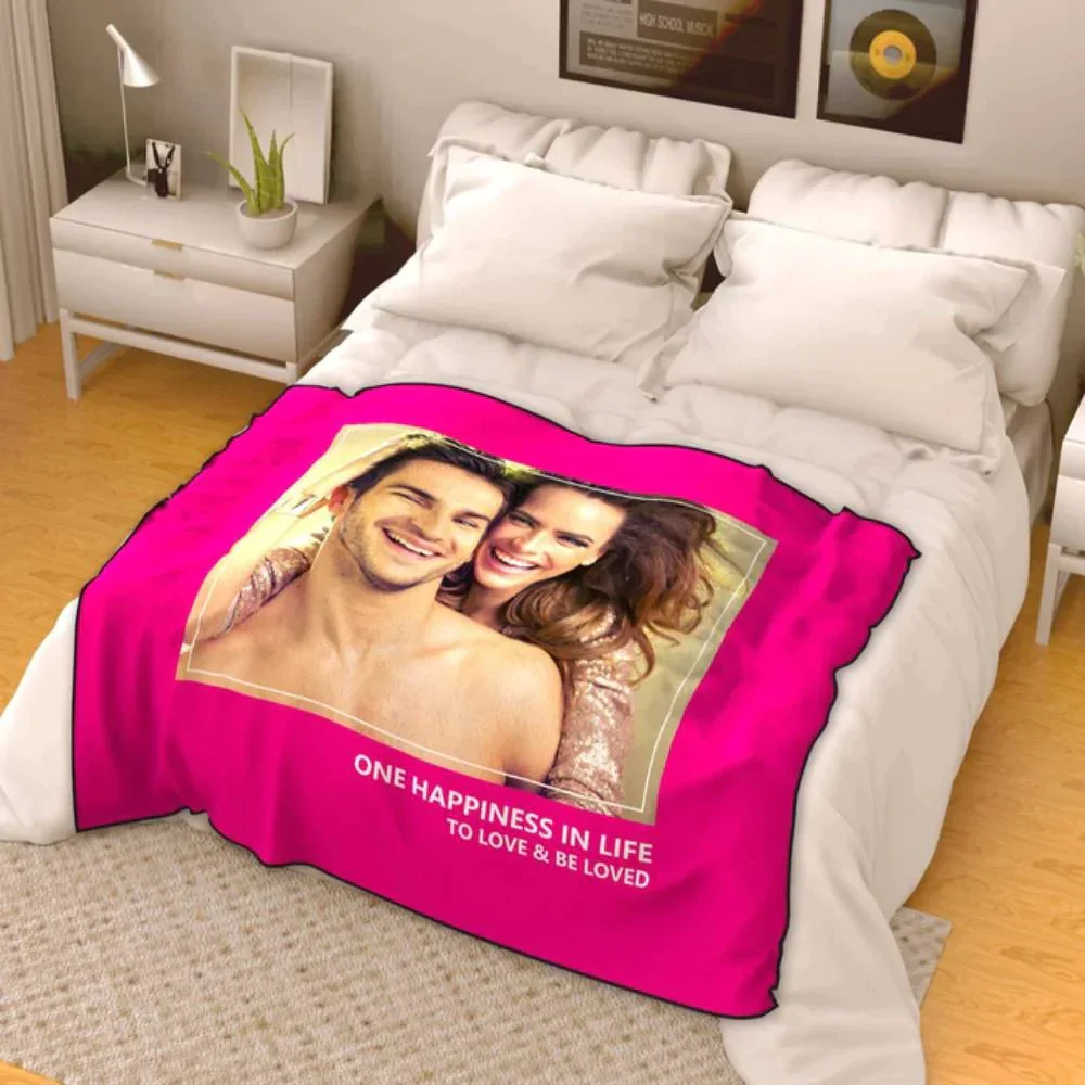 Personalized Love with Photo Fleece Custom Blanket