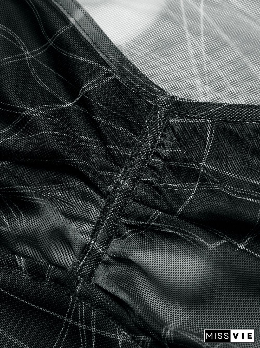 Print Lettuce Trim Short Sleeve Sqaure Collar Crop Top