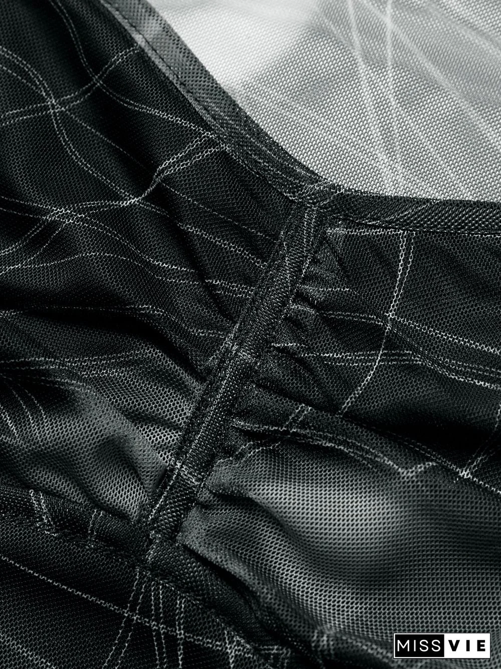 Print Lettuce Trim Short Sleeve Sqaure Collar Crop Top